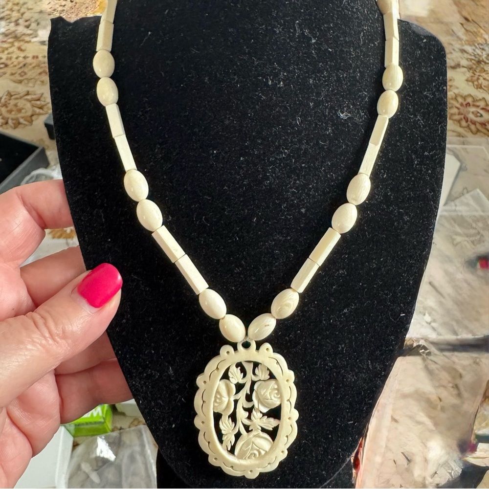Vintage Carved Bone Necklace